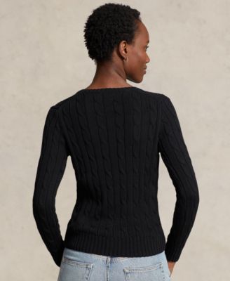 Women's Cable-Knit Cotton V-Neck Sweater