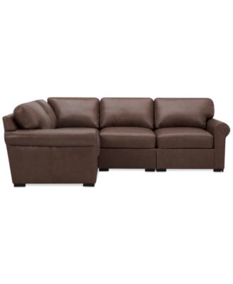 Radley Roll Arm 104" 4-Pc. Leather Square Corner L Sectional