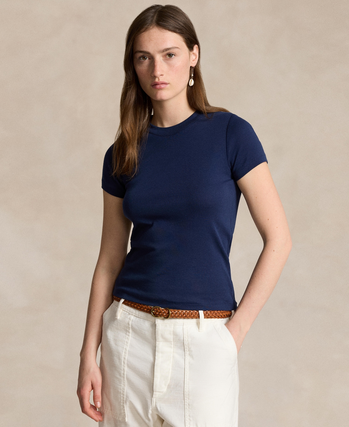 POLO RALPH LAUREN WOMEN'S RIBBED COTTON TEE 