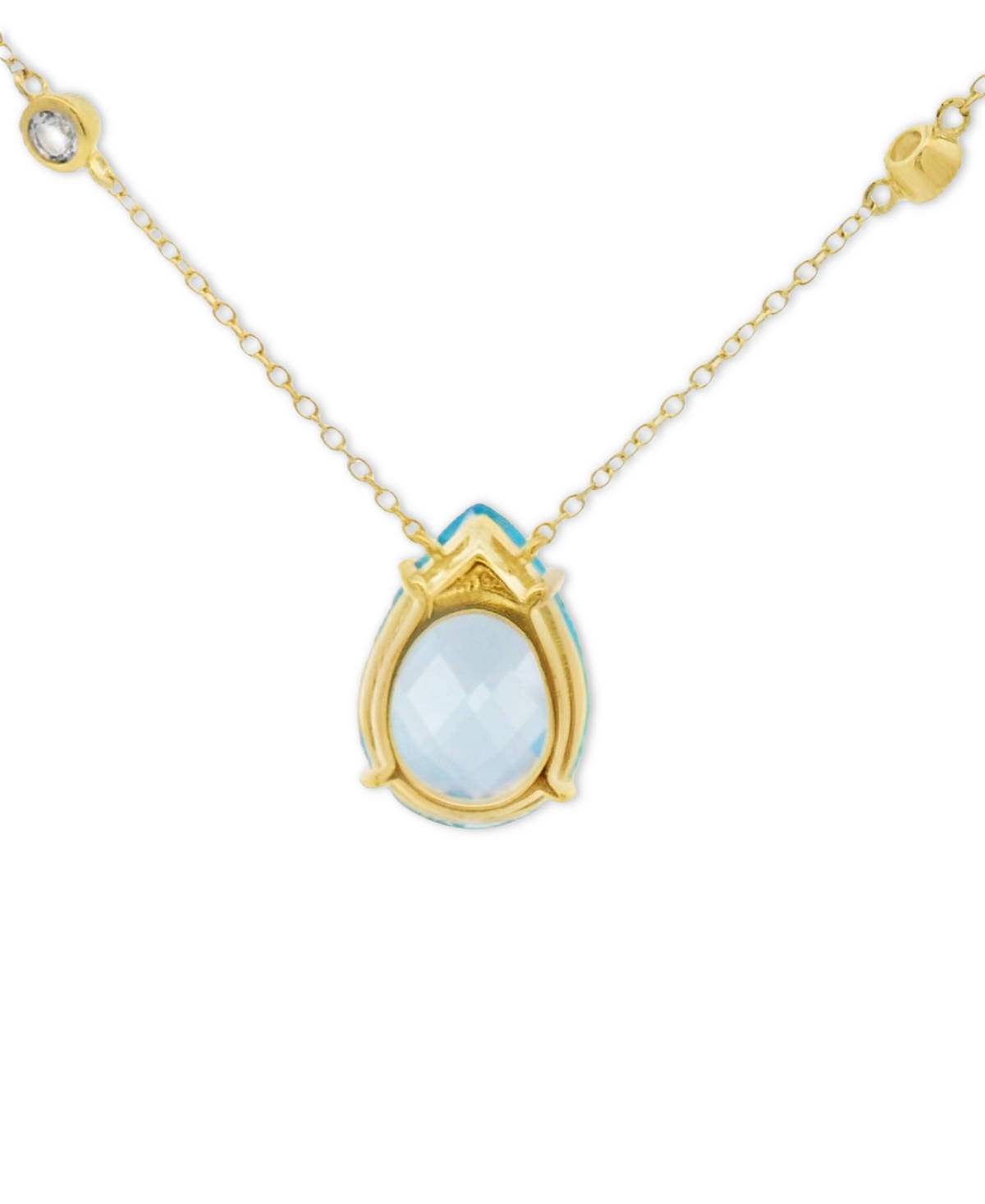 Macy's Swiss Blue Topaz (12 Ct. T.w.) & White Topaz (3/8 Ct. T.w.) Pendant Necklace In 10k Gold-plated Ster In Swiss Blue Topaz