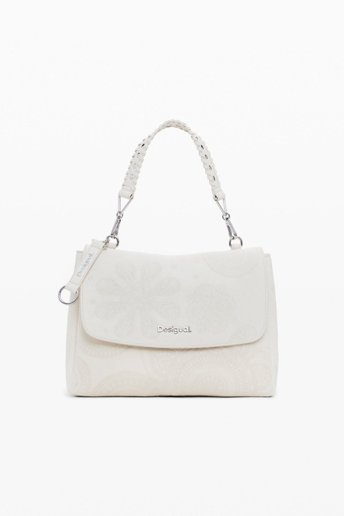Women's Medium faux leather convertible bag - Light beige