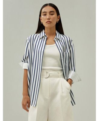 Women's Oversized Palma Stripe Silk Shirt