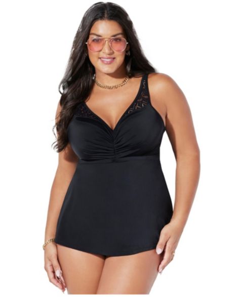 Верх бикини Sizing, на косточках, вязка крючком — Swimsuits for All, цвет: Чёрный