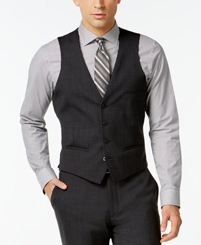 Bar III Dark Charcoal Slim-Fit Vest - Suits & Suit Separates - Men - Macy's