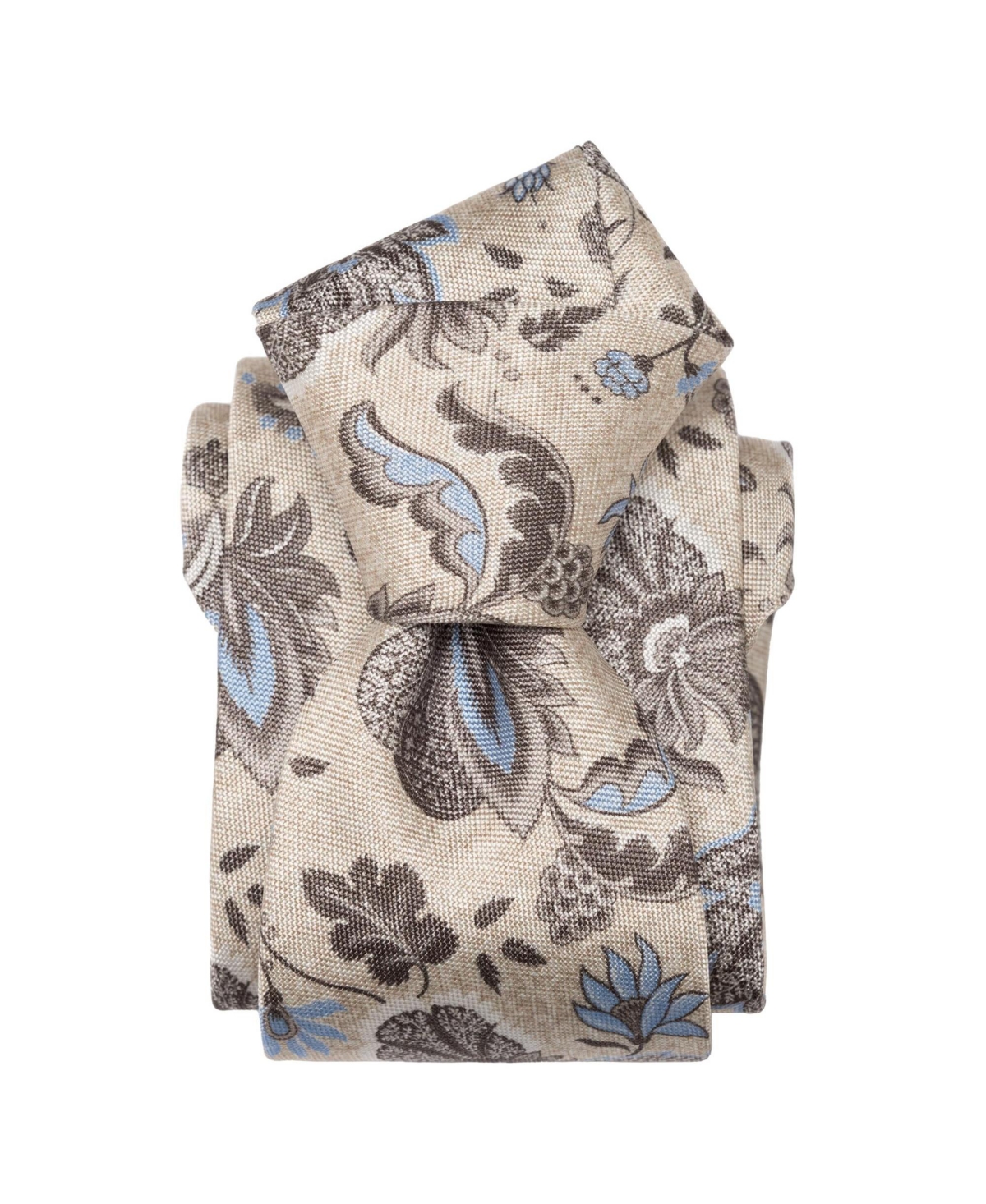 Big & Tall Medici - Printed Silk Tie for Men - Beige