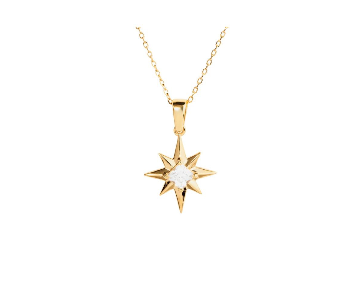 North Star Pendant Necklace in 14K Gold Over Sterling Silver - Gold