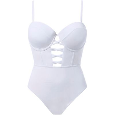 Women's Underwire Lace Up One Piece Swimsuit