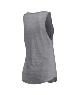Women's Heathered Gray Los Angeles Lakers Quality Time Open Scoop Neck Tri-Blend Tank Top