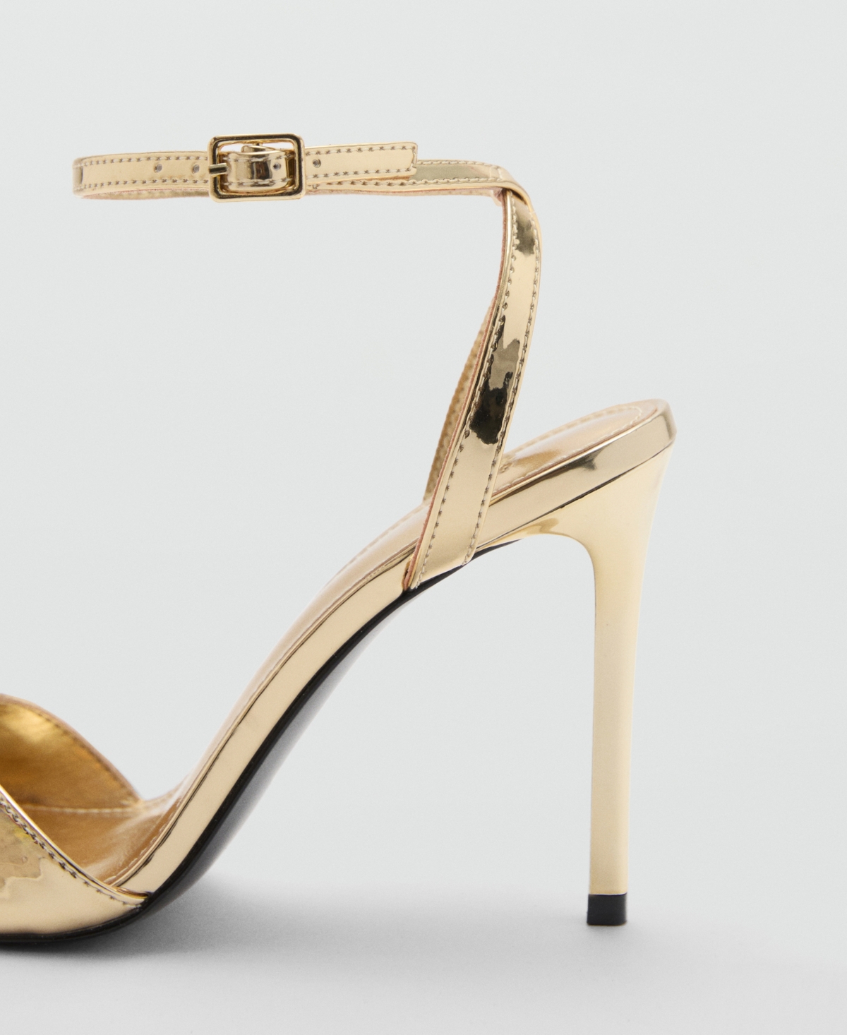 Mango Metallic-effect Heeled Sandals Gold In Gold