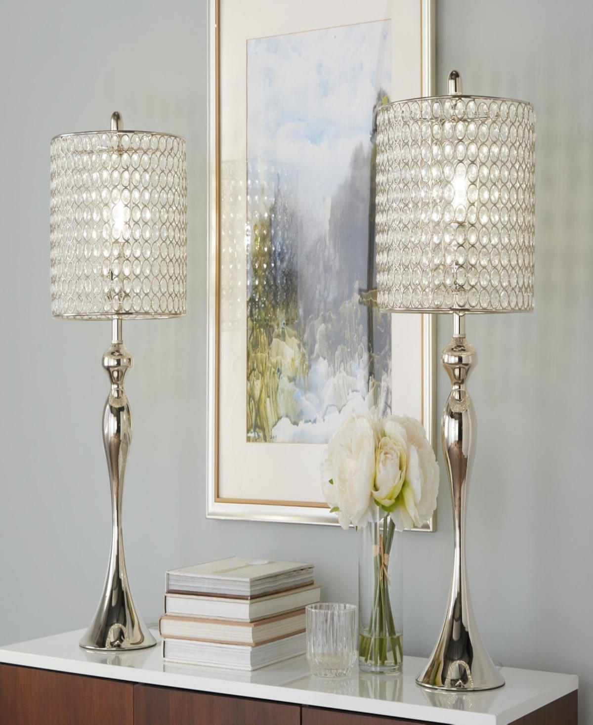 Lumisource Ashland 27" Metal Table Lamp, Set Of 2 In Silver,white