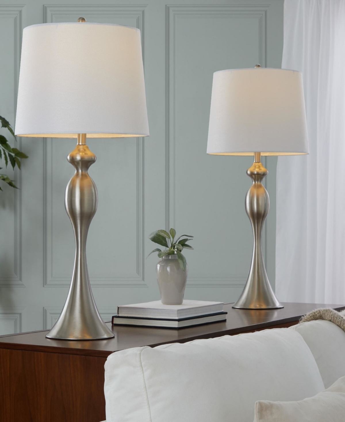 Lumisource Ashland 30" Metal Table Lamp, Set Of 2 In Silver,white