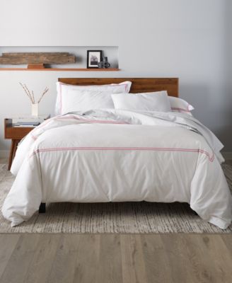 100% Cotton Percale Satin Stitched 3-Pc. Duvet Cover Set, Full/Queen