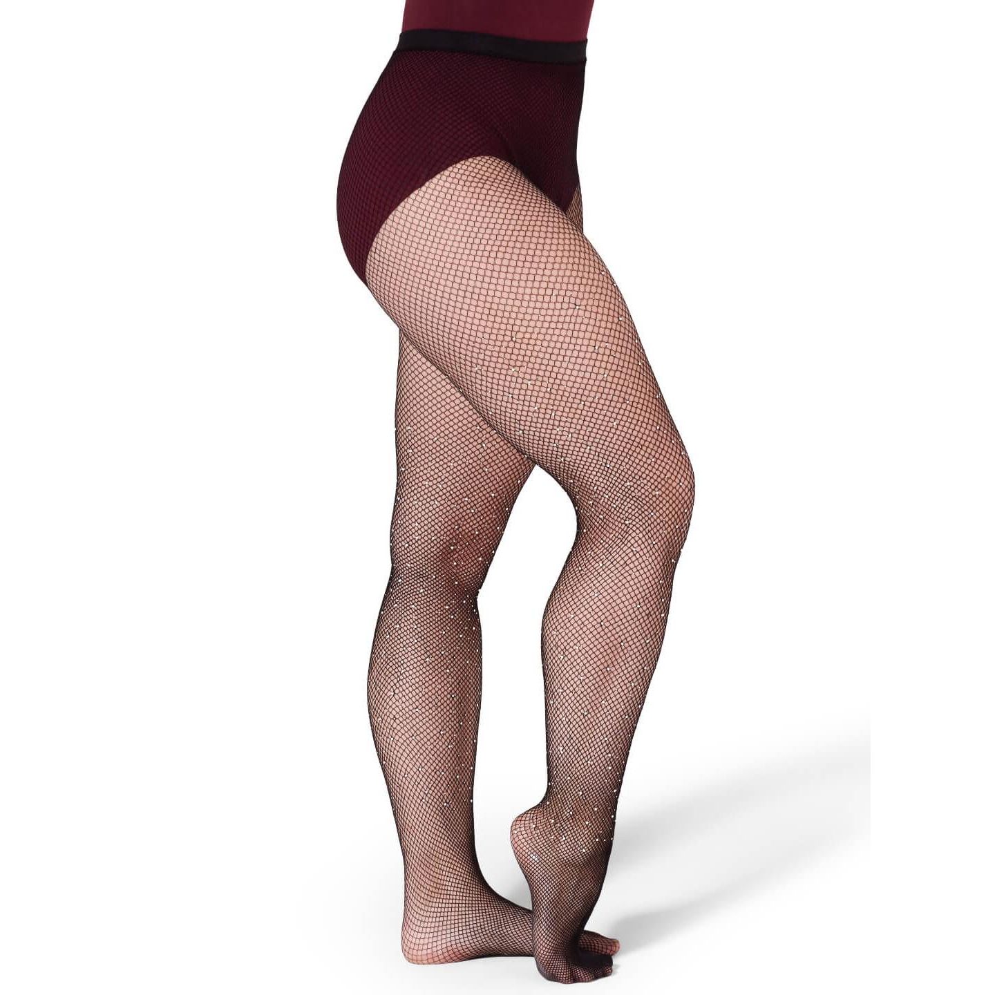 Женские колготки в сетку Capezio со стразами, цвет: Чёрный — фото 1