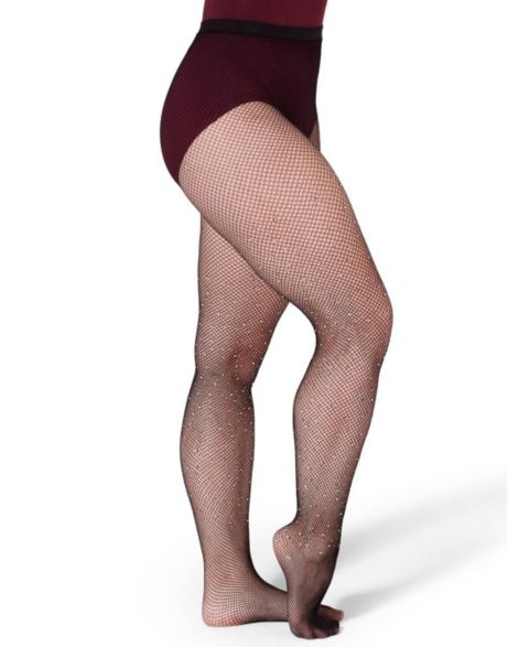 Женские колготки в сетку Capezio со стразами, цвет: Чёрный