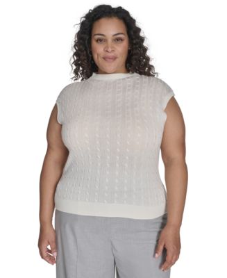 Calvin Klein Women's Plus-Size Lace Up V-Neck Sweater Size XXL