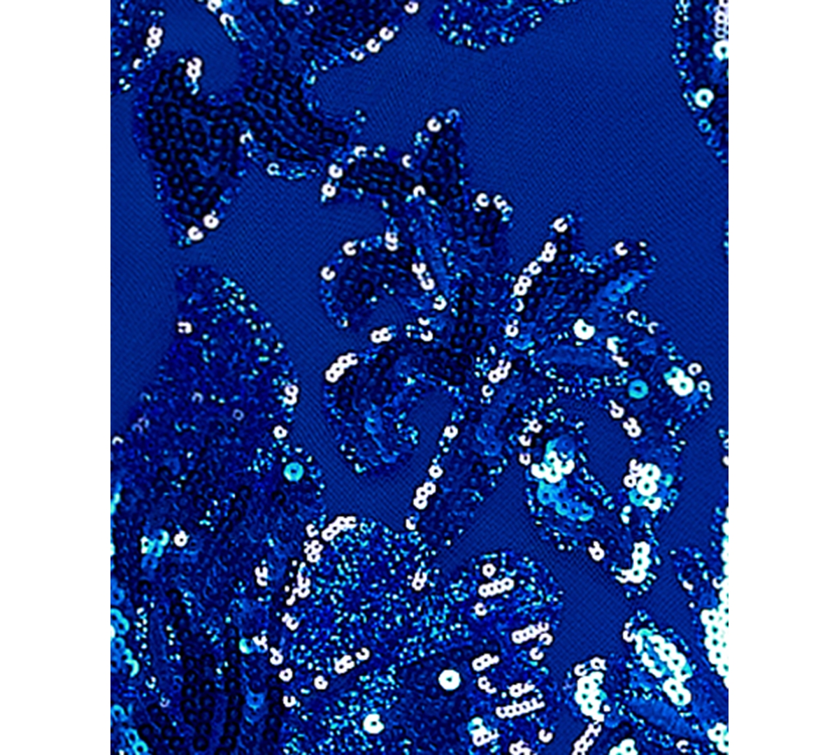 Crystal Doll Juniors' Floral Sequined Sleeveless Gown In Royal