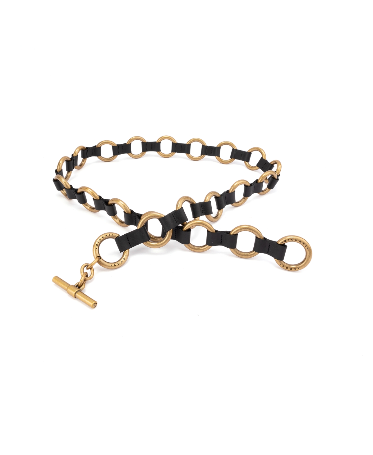 Michael Kors Multi Ring Belt In Black,ant Gold