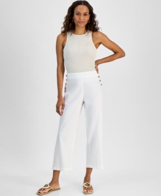 I.N.C. International Concepts - Petite Linen-Blend High-Rise Wide-Leg Pants, Created for Macy's