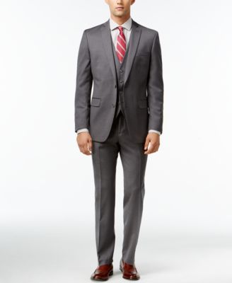 Bar III Mid-Gray Pindot Slim-Fit Suit Separates 