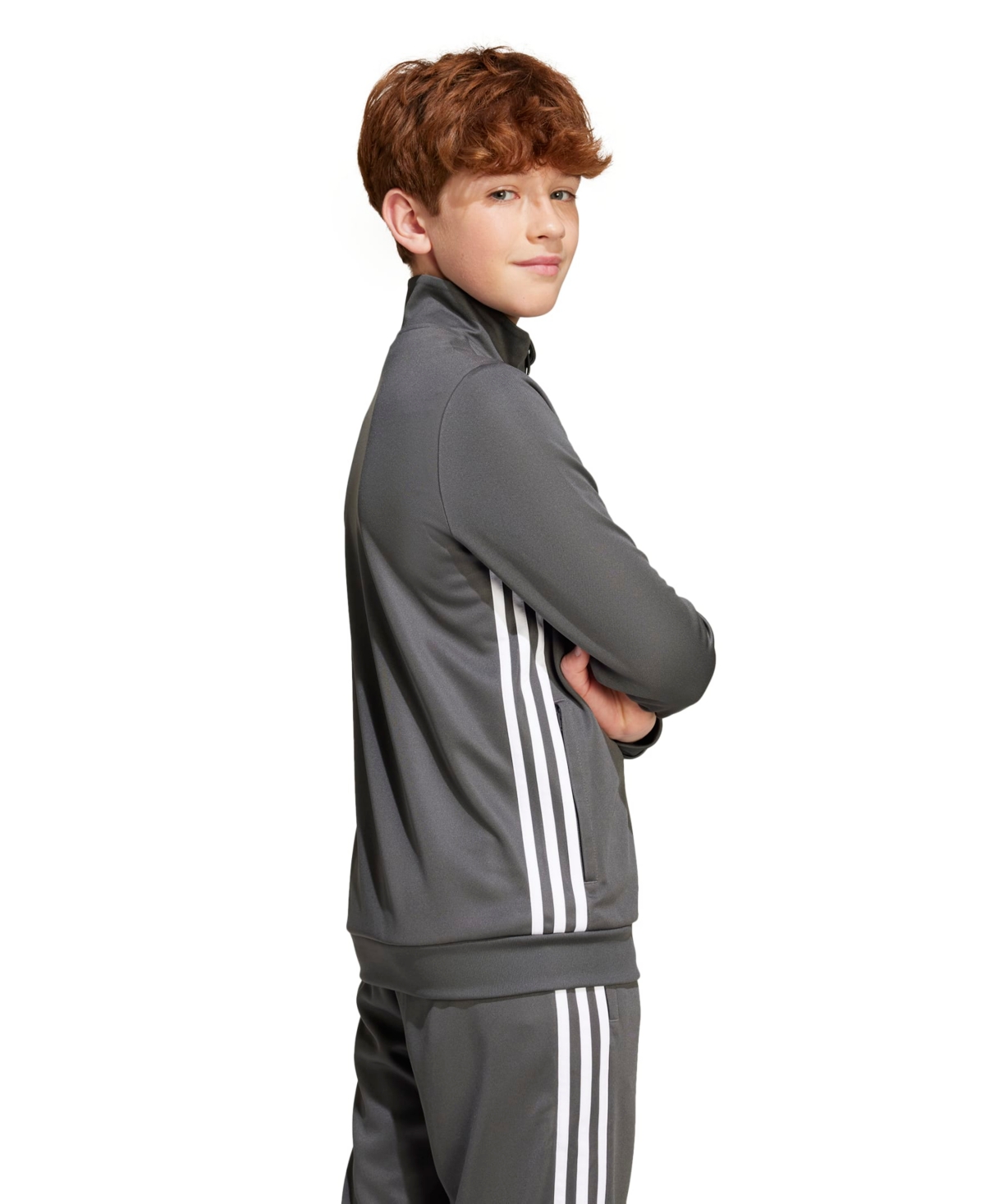 Adidas Originals Big Kids Tiro 25 Essentials Training Jacket In Gray,white
