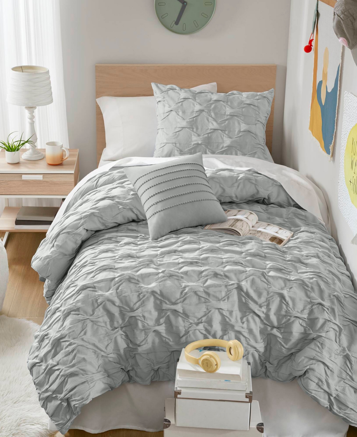 510 Design Bailey Diamond Pucker Woven 3-pc. Comforter Set, Twin/twin Xl In Gray