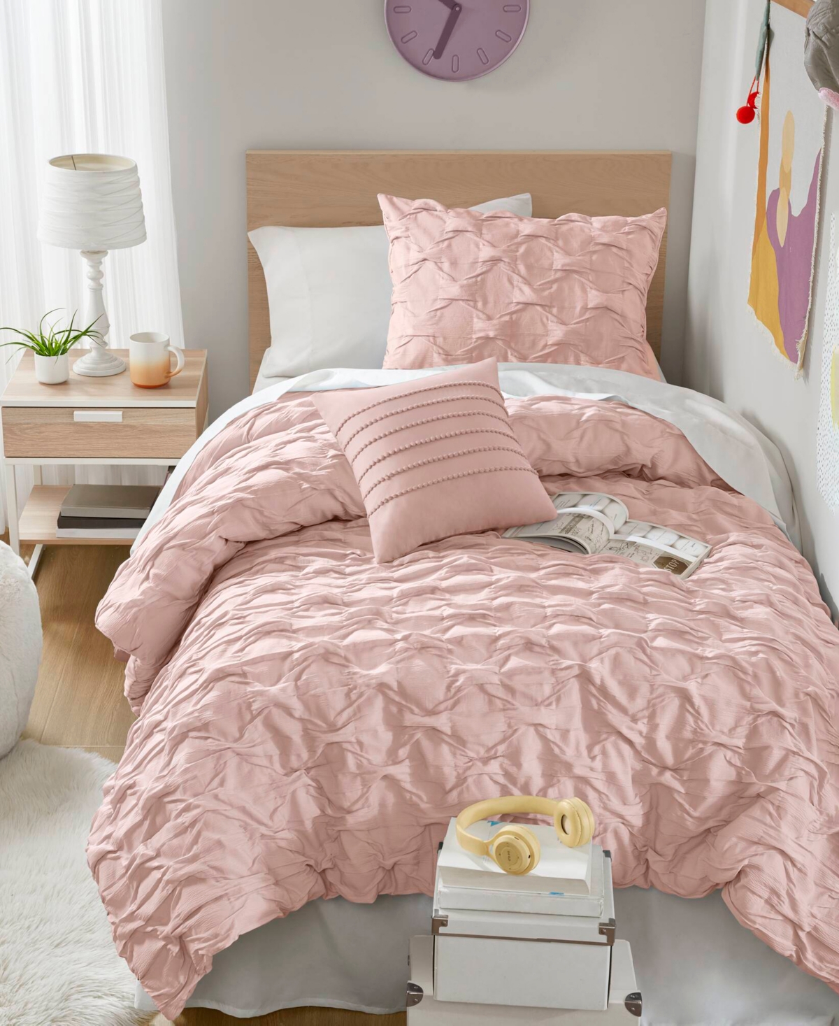 510 Design Bailey Diamond Pucker Woven 3-pc. Comforter Set, Twin/twin Xl In Pink