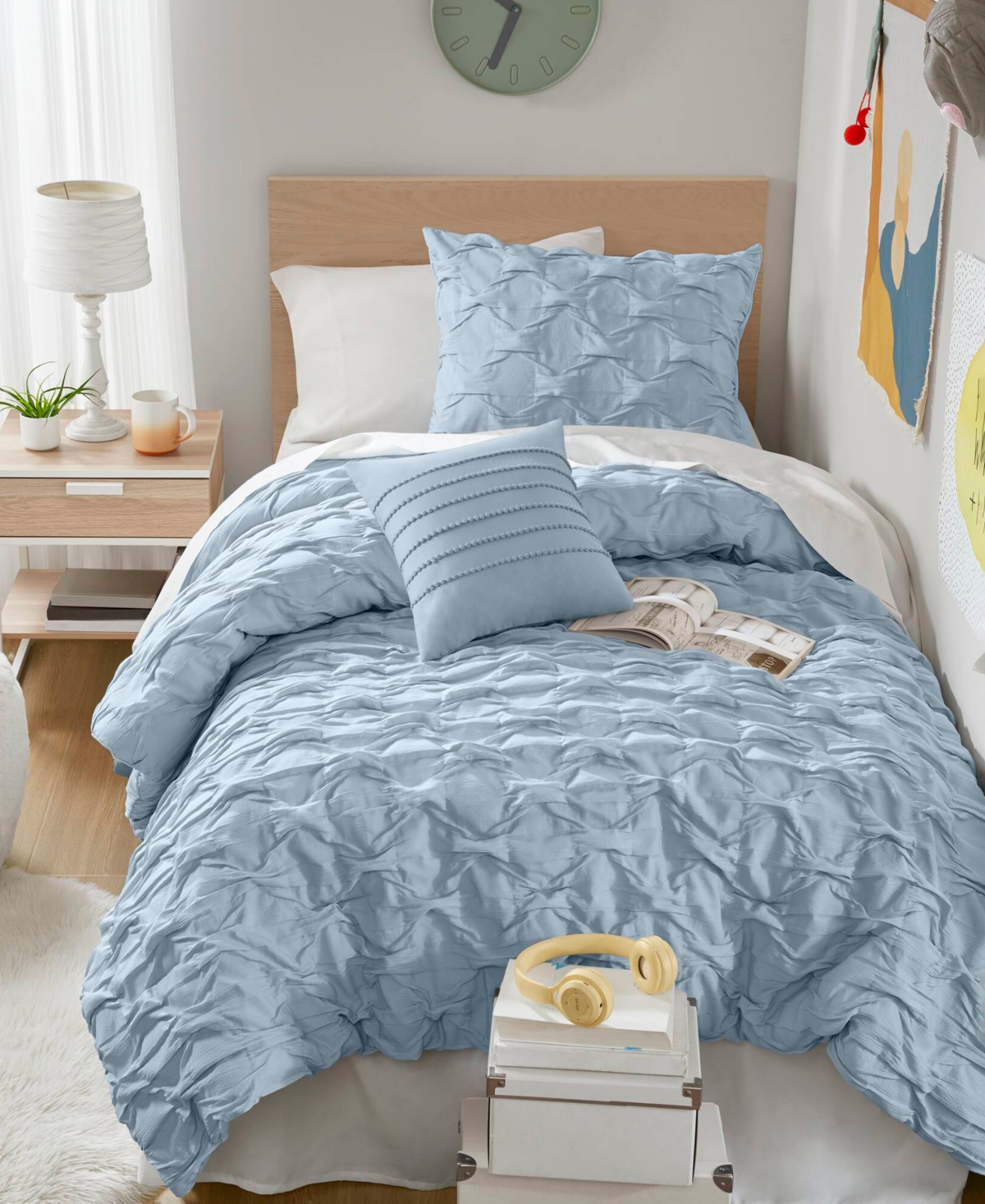 510 Design Bailey Diamond Pucker Woven 3-pc. Comforter Set, Twin/twin Xl In Blue