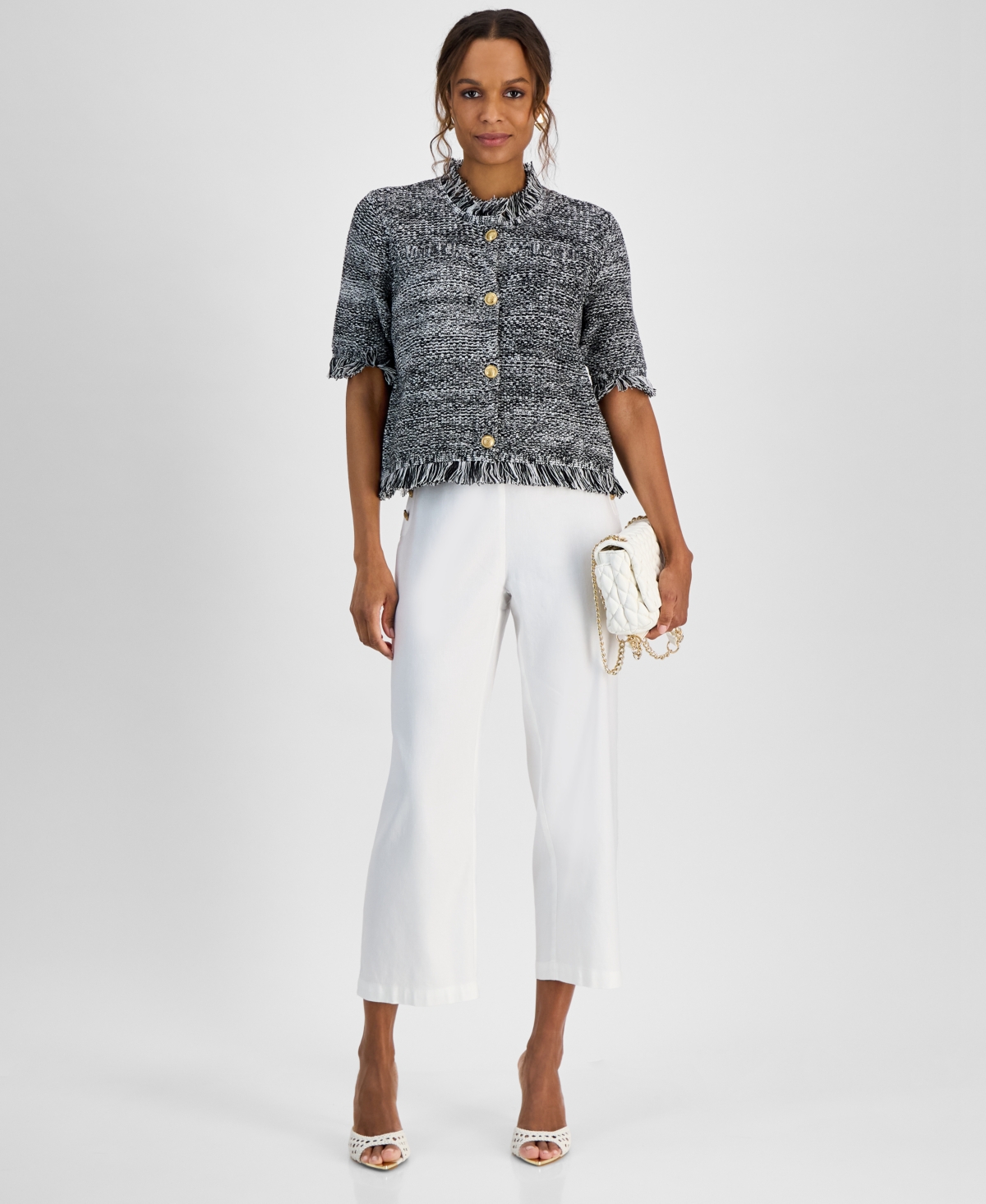 Inc International Concepts Petite Short-sleeve Cardigan, Exclusively At Macy's