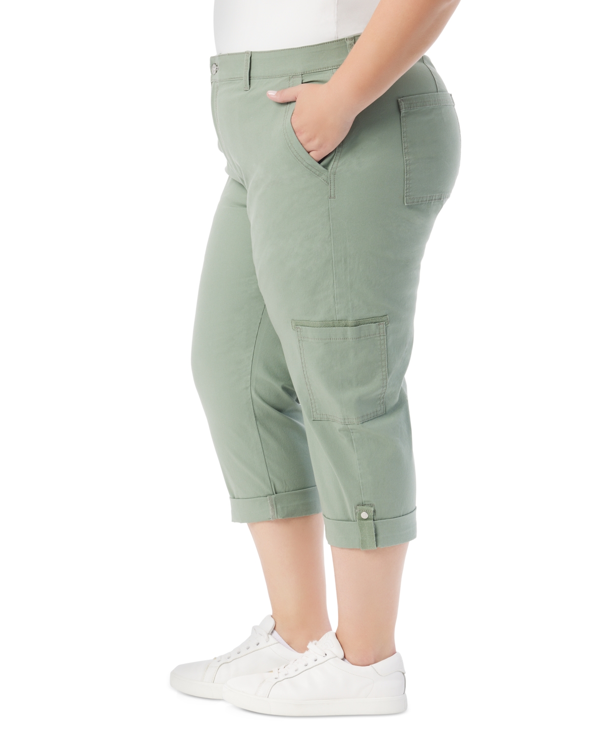Gloria Vanderbilt Plus Size Cargo Capri Pants In Garden Sage