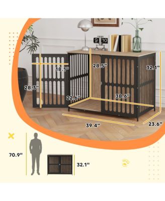 39" Dog Crate Furniture with Anti-Chew Resist Mesh for Large Dogs