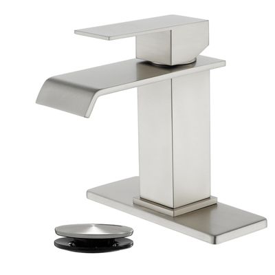 Single-Handle Waterfall Bathroom Sink Faucet in Lead-Free 304 Stainless Steel with Hot/Cold Water Function