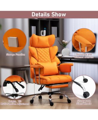 Faux Leather Gaming Chair, Ergonomic High-Back Office Chair With Tilt and Swivel, Reclining Computer Desk Chair for Women, Men