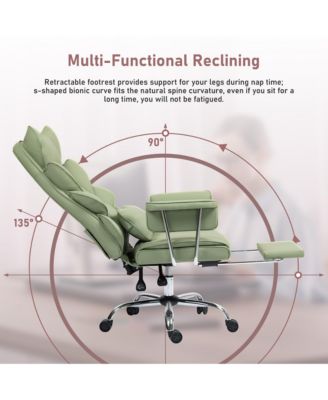 Faux Leather Gaming Chair, Ergonomic High-Back Office Chair With Tilt and Swivel, Reclining Computer Desk Chair for Women, Men