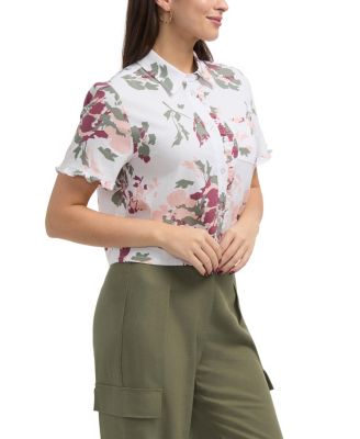 Women's Button Front Shirt with Ruffle Detail