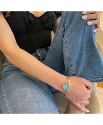 Turquoise Heart Padlock Charm 18 millimeters