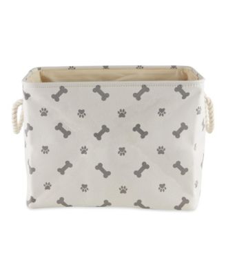 Collapsible Pet Storage Bin with Rope Handles Paw/Bone Print