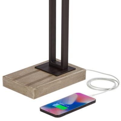 Franklin Iron Works Maricopa Rustic Farmhouse Desk Lamp 21 1/4" High Bronze Metal with USB and AC Power Outlet Mica Shade for Bedroom Living Room Home