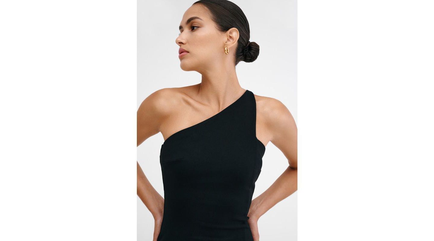 Женское платье Marcella Elora Off-Shoulder Column Dress with Thigh-High Slit, цвет: Чёрный — фото 5