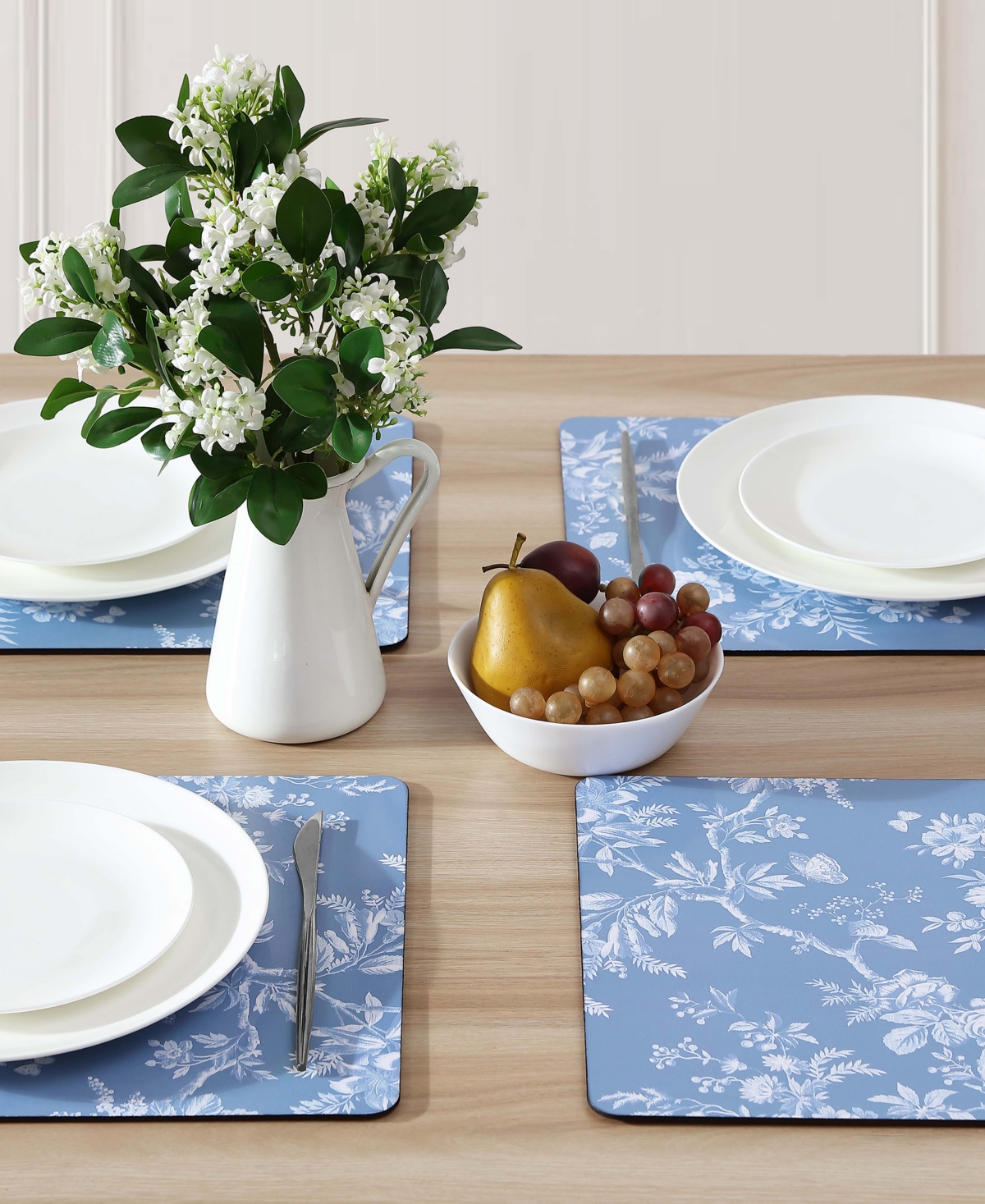 Laura Ashley Walled Garden Cork Placemats Set Of 4, 16" X 12" In Walled Garden