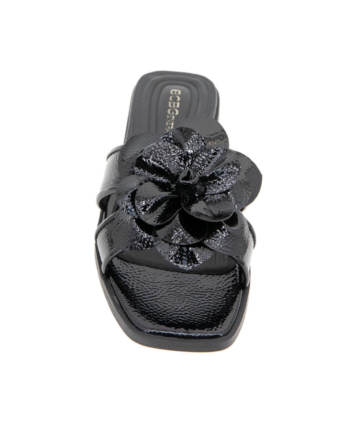 Bcbgeneration Women's Mazey Flower Slide Flat Sandals In Black