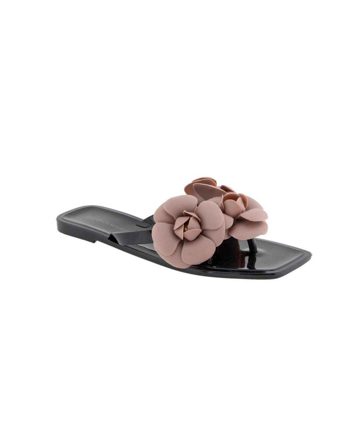 Women's Lulu Floral Jelly Flat Sandals - Black, Adobe Rose