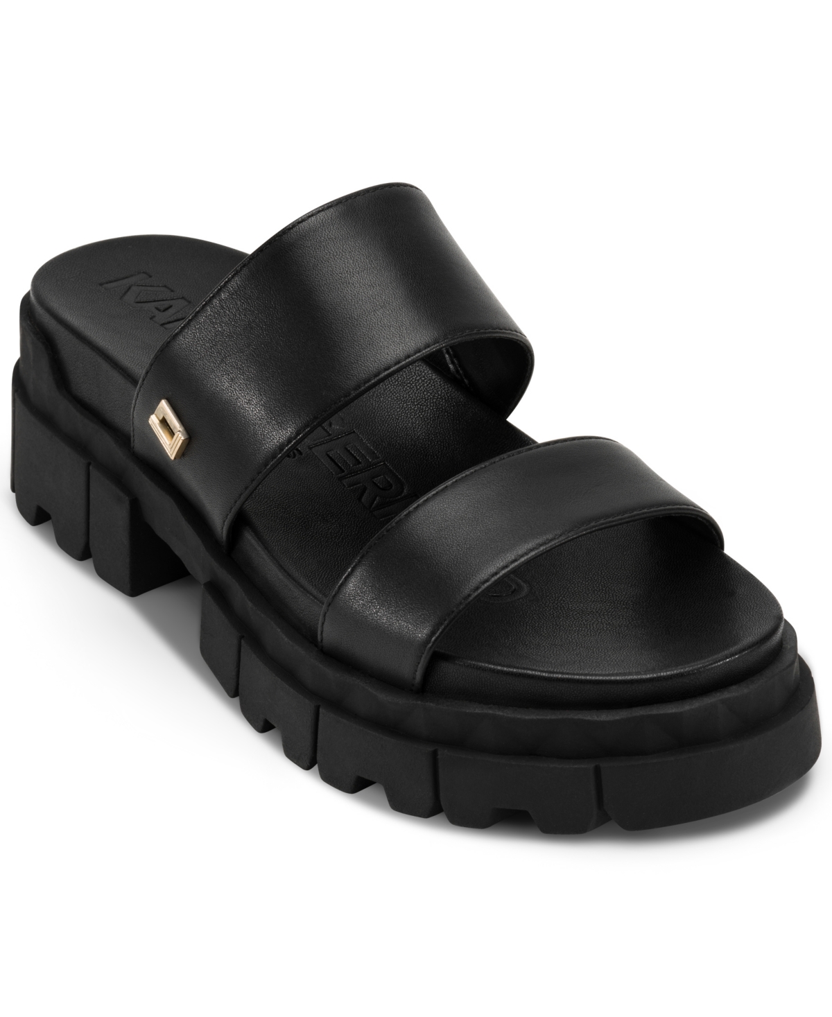 Shop Karl Lagerfeld Women's Lacara Lug Slide Flat Sandals In Black