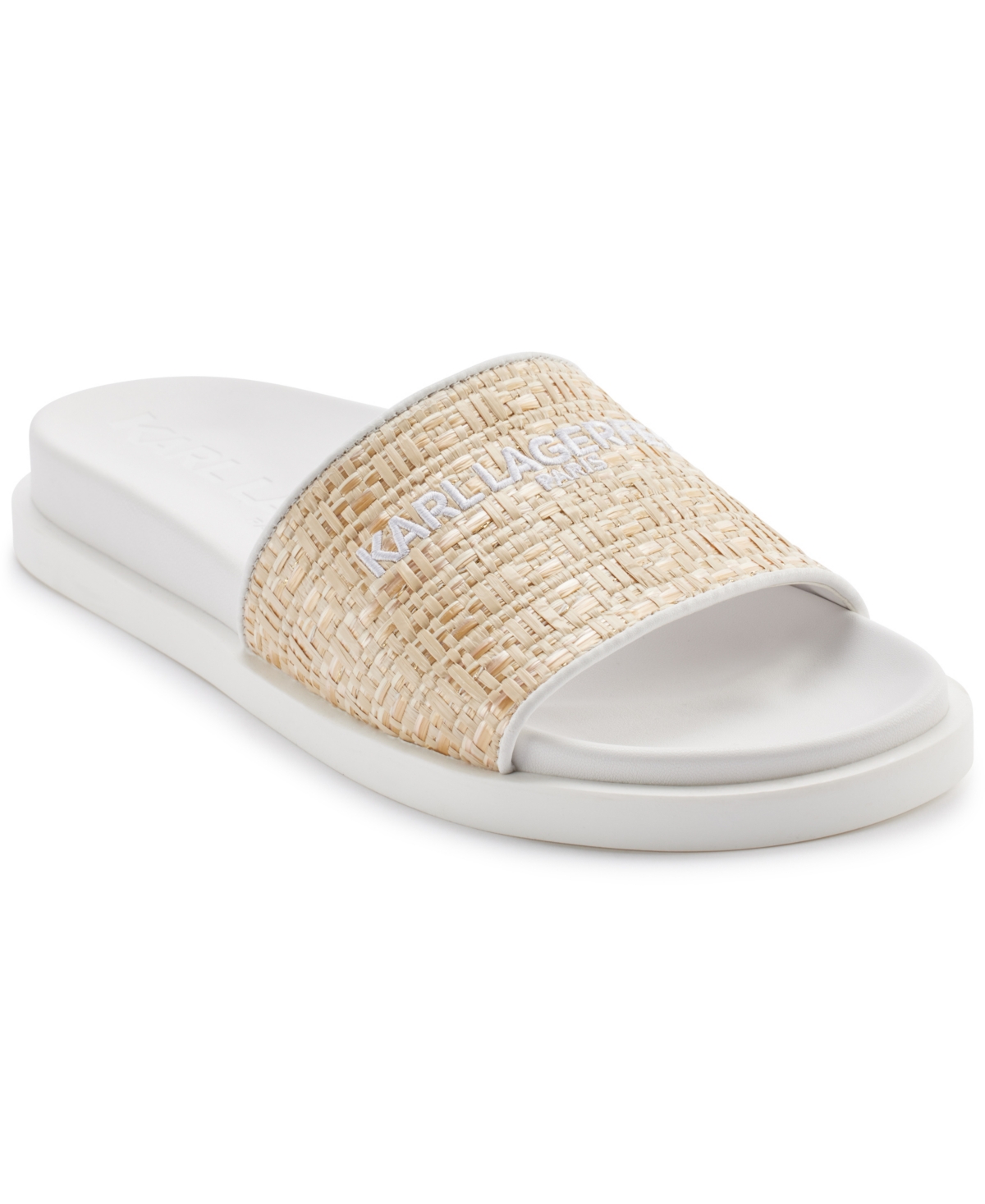 Karl Lagerfeld Paris Hazlet Slide Sandal In Natural,bright White