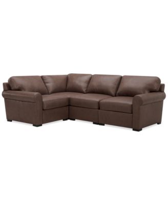 Radley Roll Arm 104" 4-Pc. Leather Square Corner L Sectional