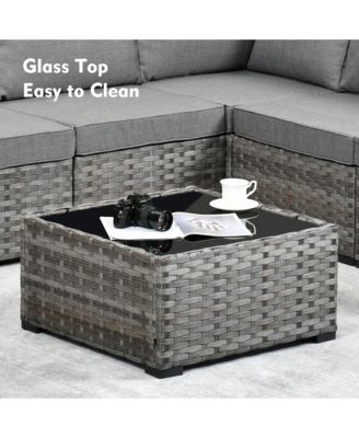 Patio Furniture Set,12 Pieces Outdoor Sectional Sofa Couch Set,Patio Conversation Set with Modular Wicker Deep Seat Chairs,Comfy Cushions,Side