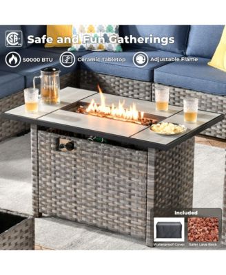 Patio Furniture Set,12 Pieces Outdoor Sectional Sofa Couch Set,Patio Conversation Set with Modular Wicker Deep Seat Chairs,Comfy Cushions,Side