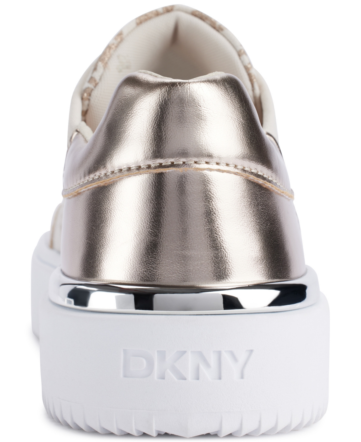 Dkny Bradley Metallic Logo Platform Sneaker In Bone
