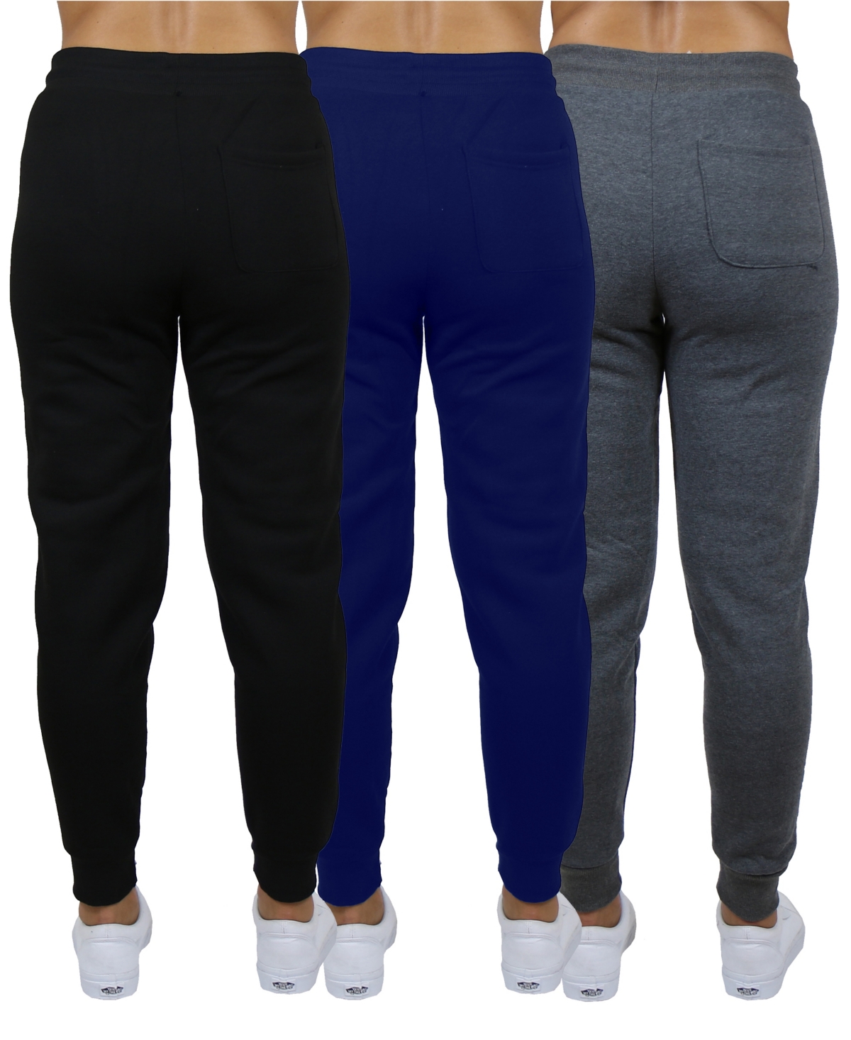 Shop Galaxy By Harvic Women's Loose-fit Fleece Jogger Sweatpants 3-pack In Black-navy-charcoal