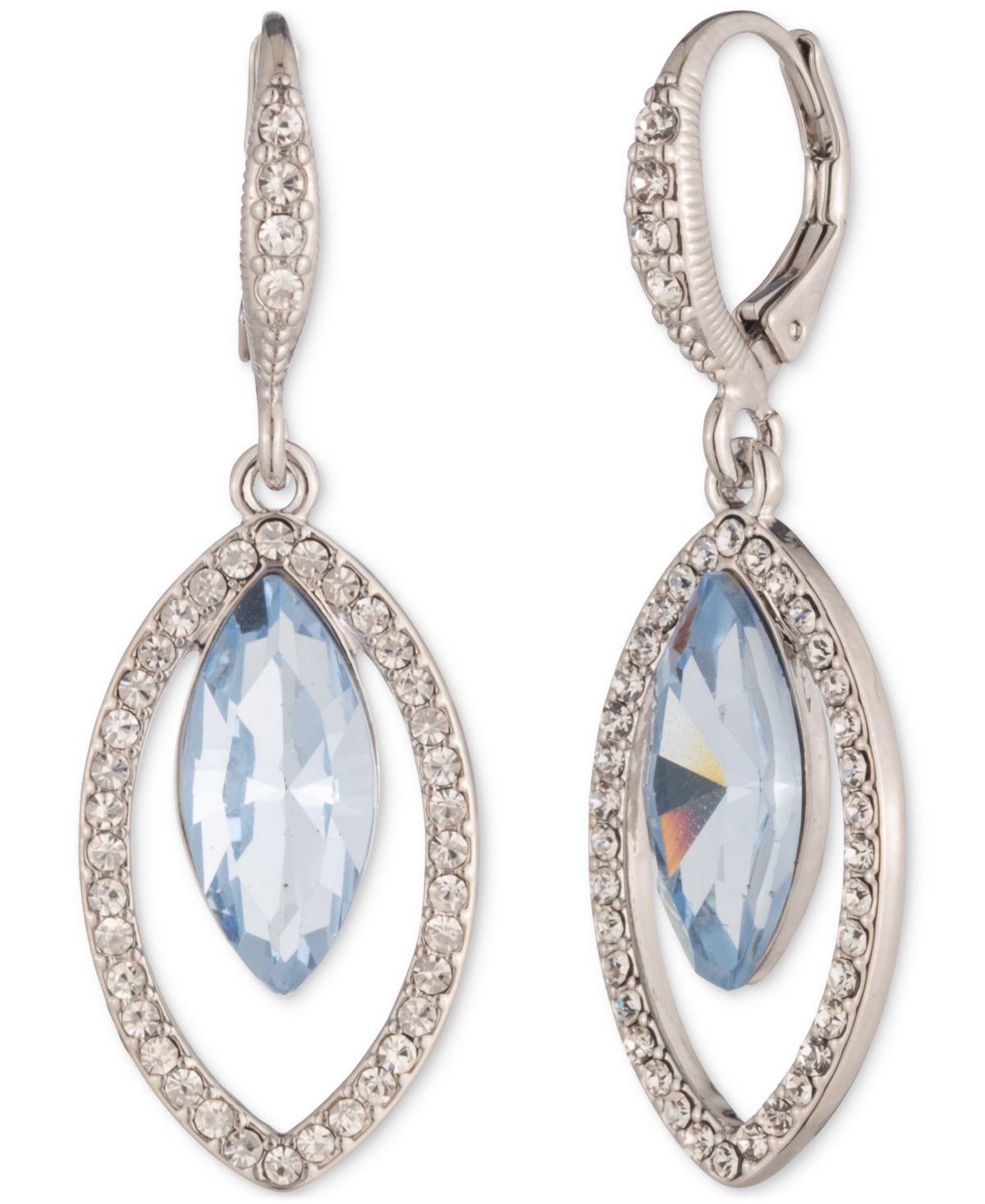 Givenchy Pave & Marquise Crystal Open Drop Earrings In Turq,aqua