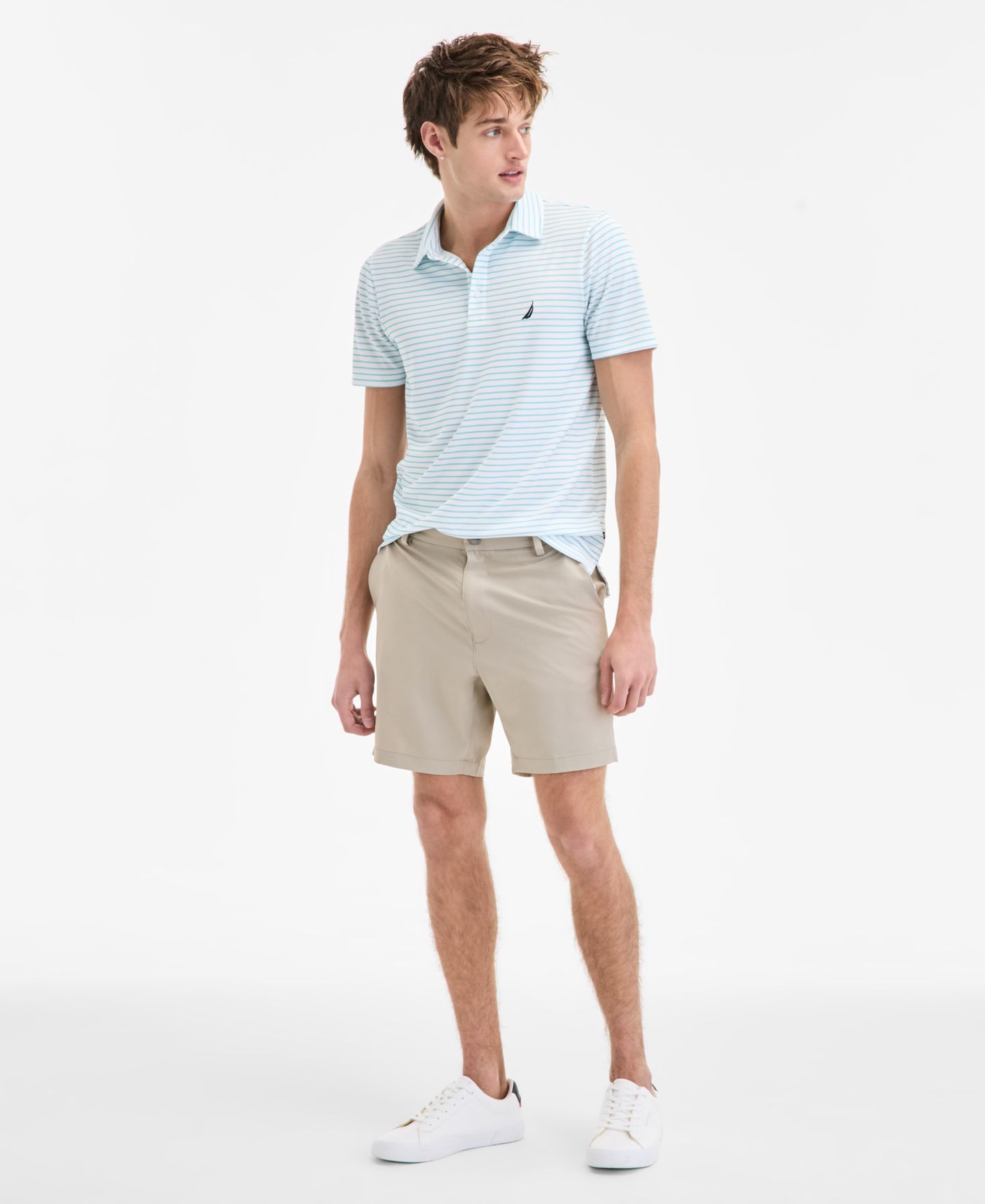 Мужское поло Nautica Classic-Fit Stripe Print Performance Golf Polo Shirt, цвет: Яркий белый — фото 2